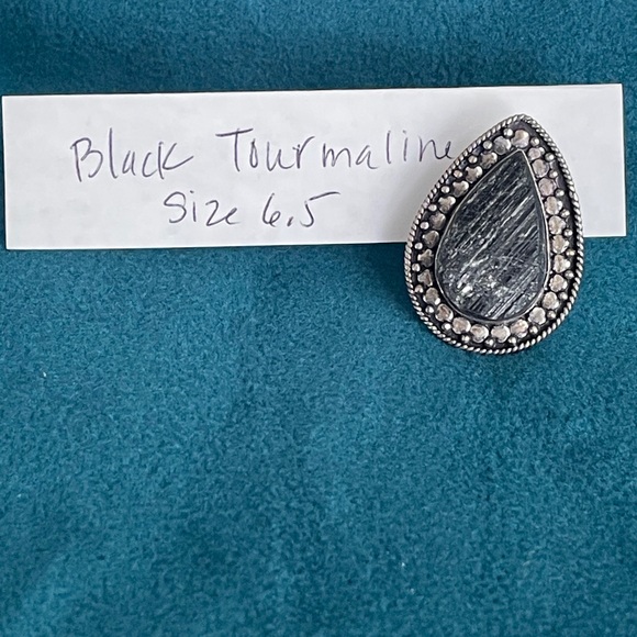 Black Tourmaline Ring Size 6.5 - Picture 2 of 3